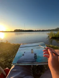 Photo of En plein air watercolor painting