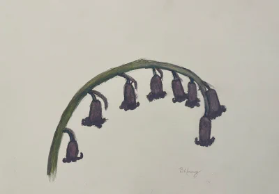 Blue Bells (2024) by Ben Young This painting by Ben Young is a close up watercolor painting of blue bell flowers.