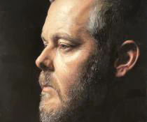A contemplative side-profile portrait rendered in richly detailed watercolor, capturing quiet strength through dramatic light, shadow, and lifelike realism.