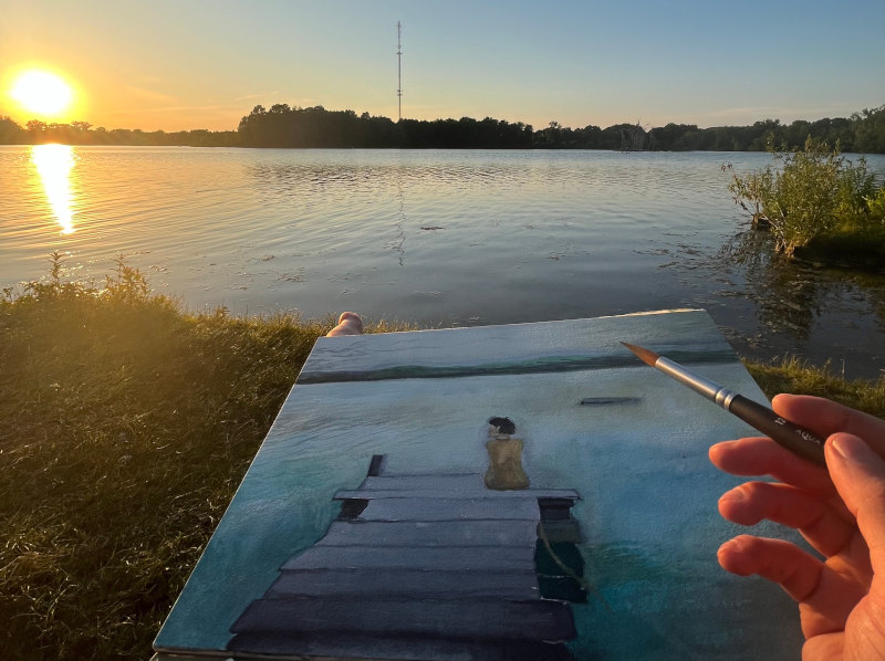 Painting by the lake